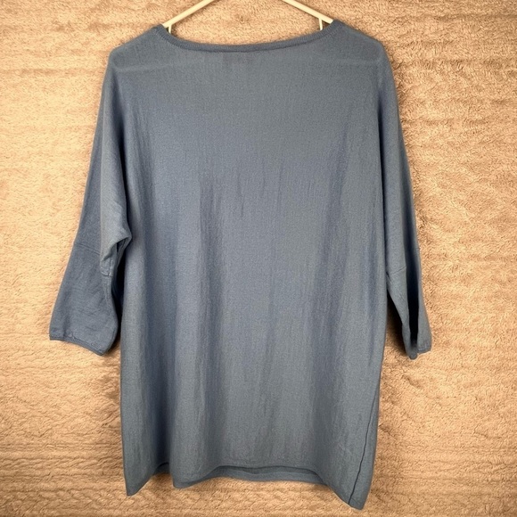 MAGASCHONI Wool Blend Sweater Blue Lightweight Longer Length XL Cozycore - Picture 7 of 12